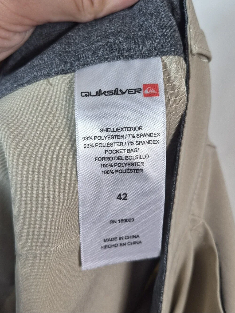 Quicksilver Men's Beige Tan Flat Front Shorts 42